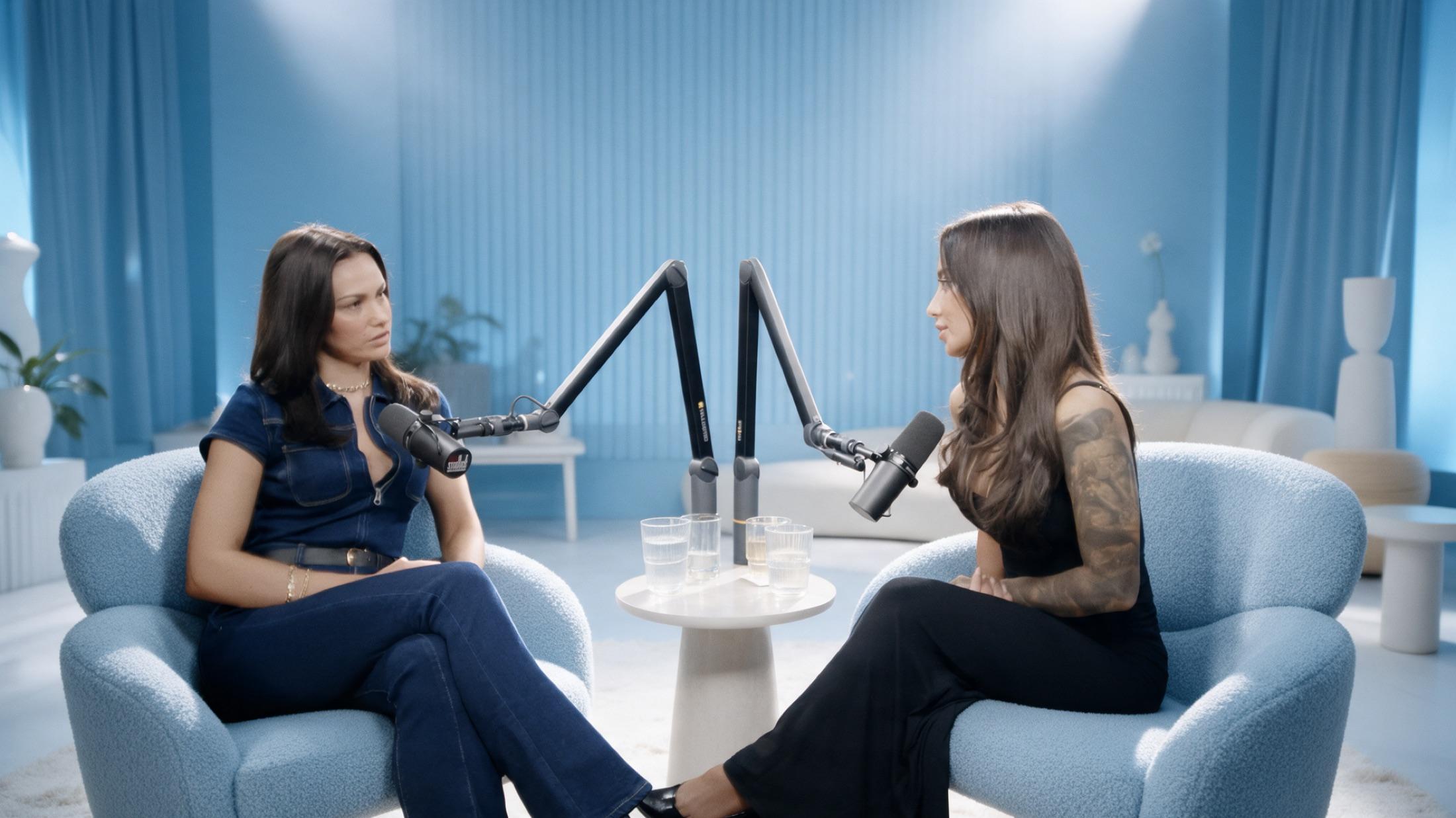 Zwei Creatorinnen im Gespräch im Podcast-Studio